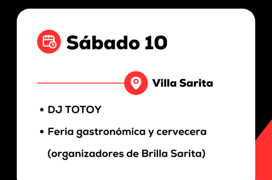 Sábado 10 de Agosto Villa Sarita